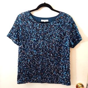 Women's GORGEOUS Sequined blue blouse. Small by Great Plains